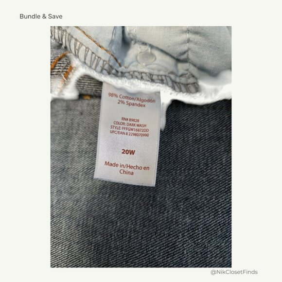 Faded Glory Women’s Plus 20W Stretch Jeans – Dark Wash, Classic Fit - Picture 6 of 7